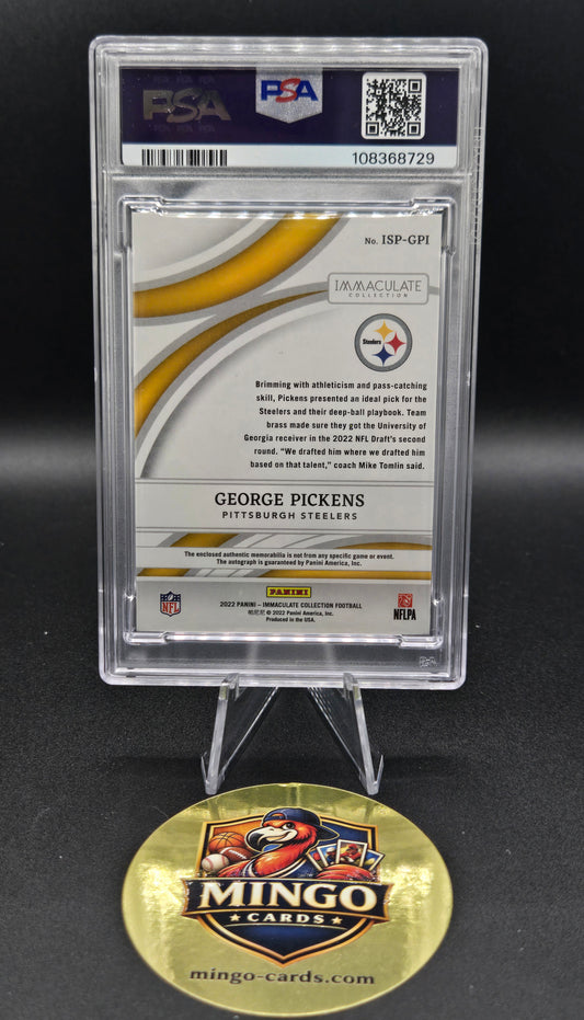 2022 Immaculate George Pickens RC Auto Patch Gold #ISP-GPI /25 PSA 9 Steelers — back