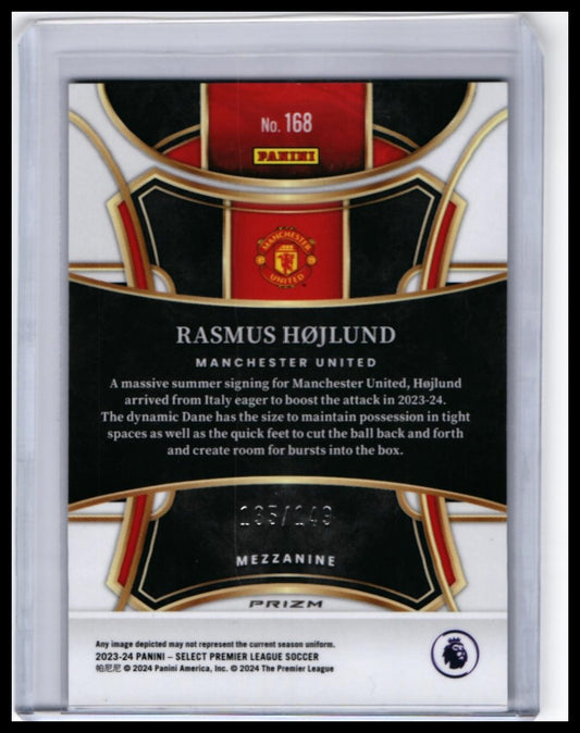 2023-24 Panini Select Premier League Rasmus Højlund #168 Prizm Manchester United — back
