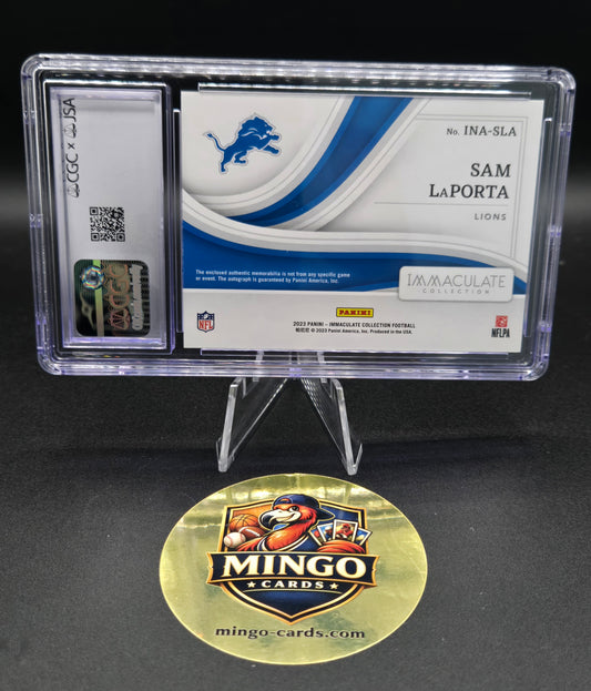 2023 Panini Immaculate Sam LaPorta RPA RC Patch Auto #INA-SLA /18 Emerald CGC — back