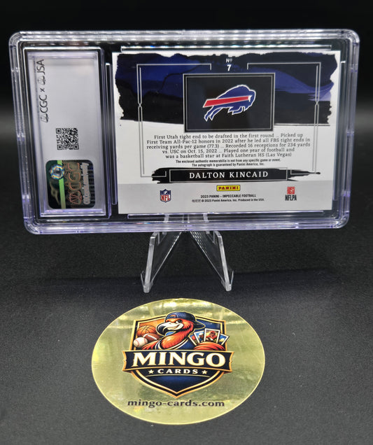 2023 Panini Impeccable Elegance Dalton Kincaid RC Auto Helmet/Patch #7 /25 CGC — back