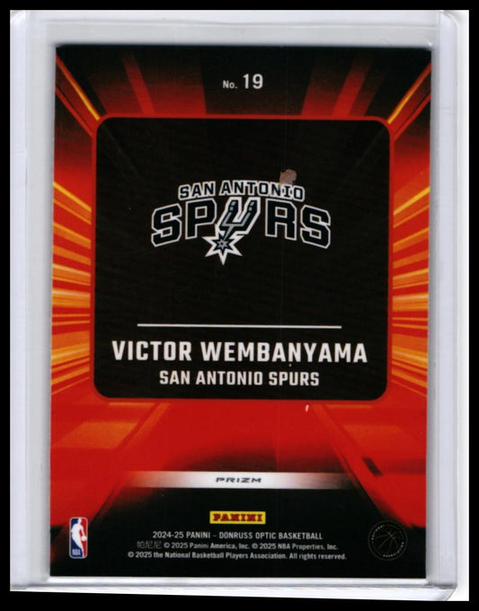 2024-25 Donruss Optic Victor Wembanyama Express Lane #19 San Antonio Spurs — back