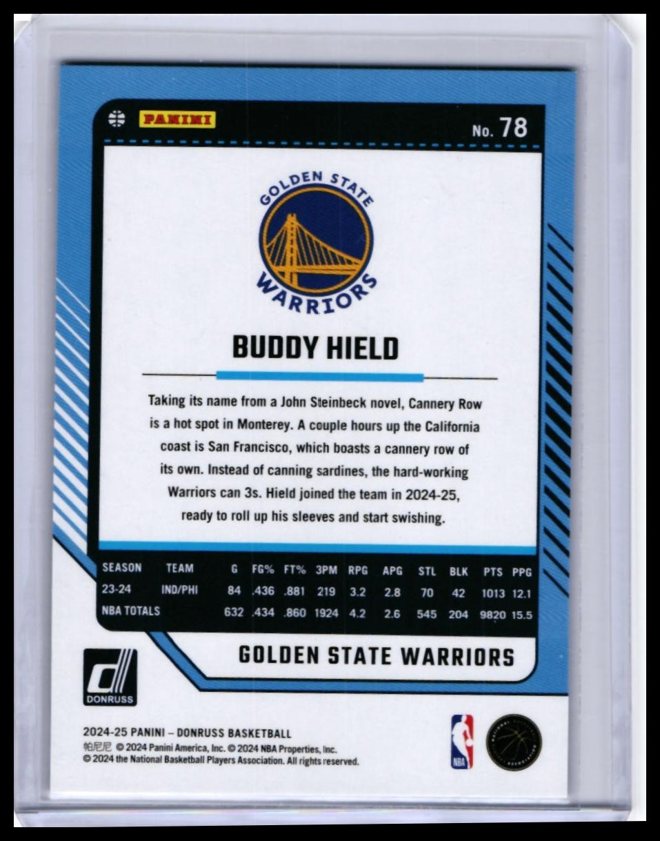 2024-25 Panini Donruss Buddy Hield #78 Blue Parallel /199 Warriors — back