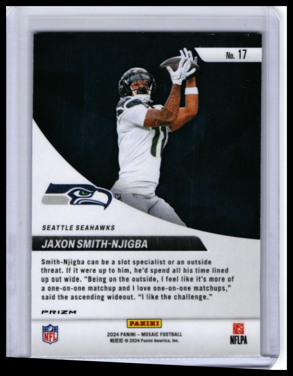 2024 Panini Mosaic Jaxon Smith-Njigba Elevate Green Mosaic #17 Seahawks — back