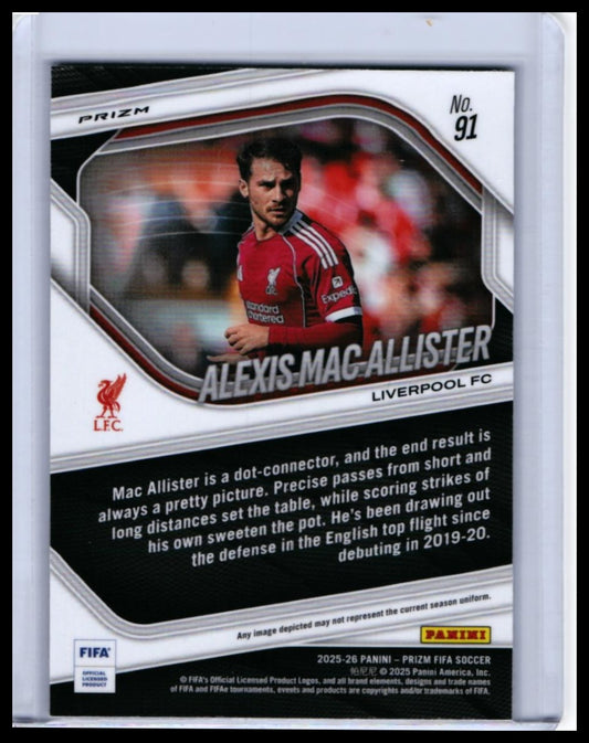 2025-26 Panini Prizm FIFA Soccer Alexis Mac Allister #91 Liverpool FC — back