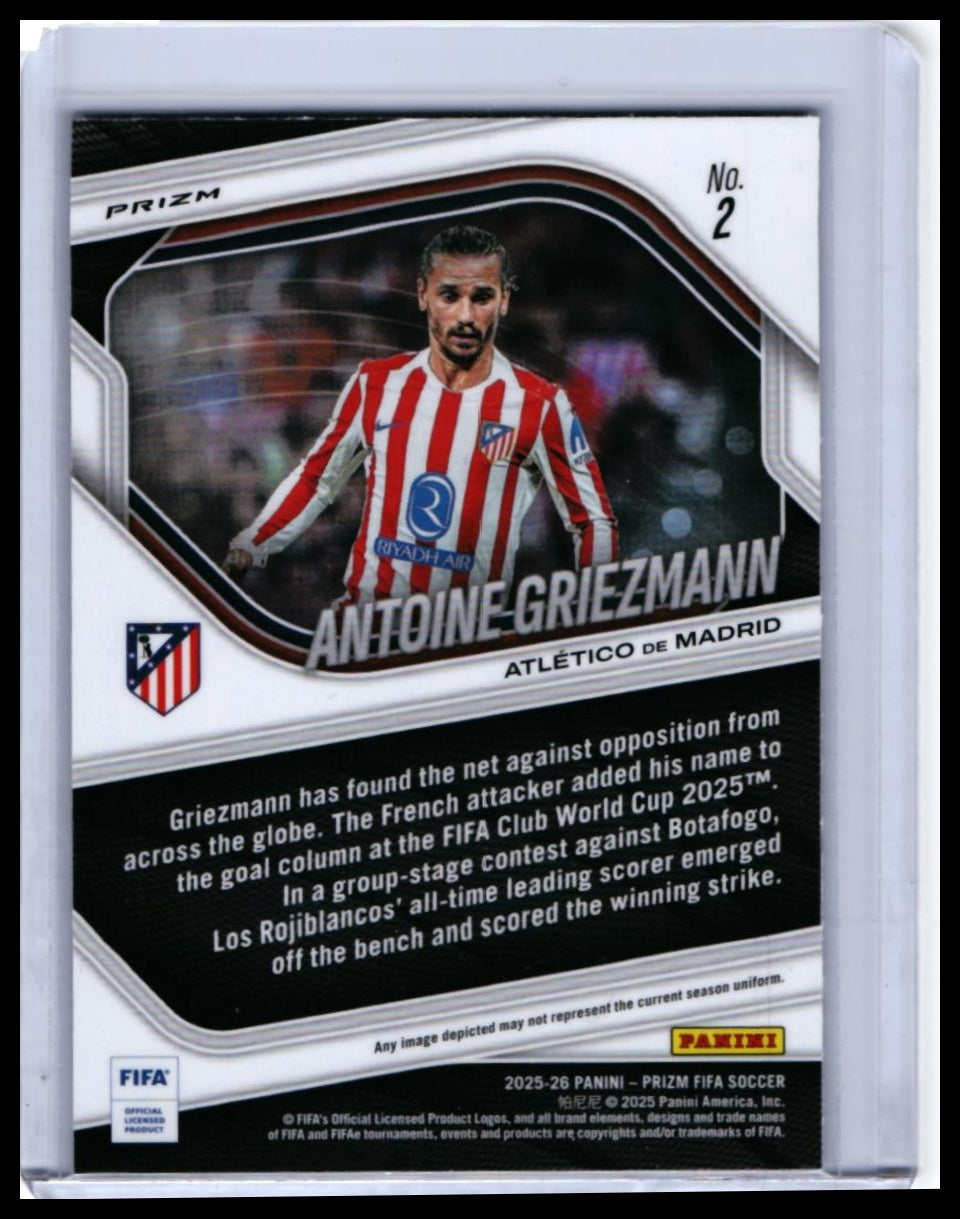 2025-26 Panini Prizm FIFA Soccer Antoine Griezmann #2 Atletico Madrid — back