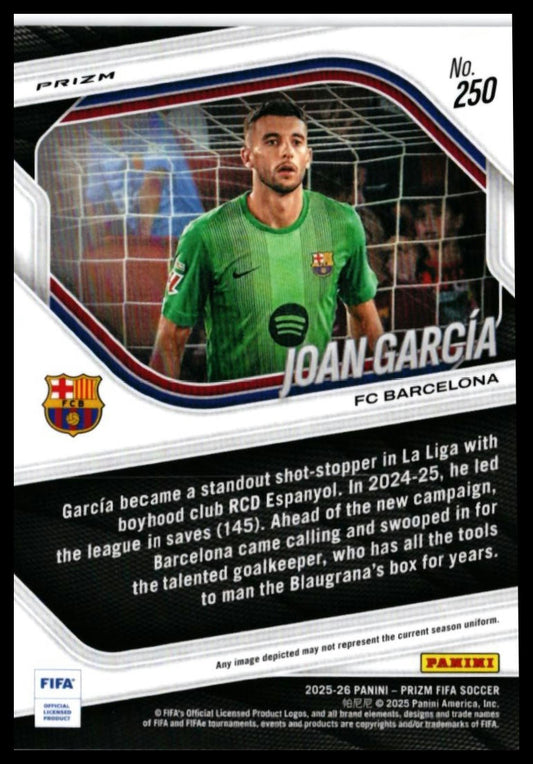 2025-26 Panini Prizm FIFA Soccer Ioan Garcia #250 FC Barcelona — back