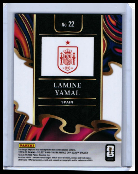 2025-26 Panini Select Road to FIFA World Cup 2026 Lamine Yamal #22 Spain Die-Cut — back
