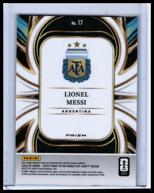 2025-26 Panini Select Road to FIFA World Cup Lionel Messi Equalizers #17 Blue Prizm — back