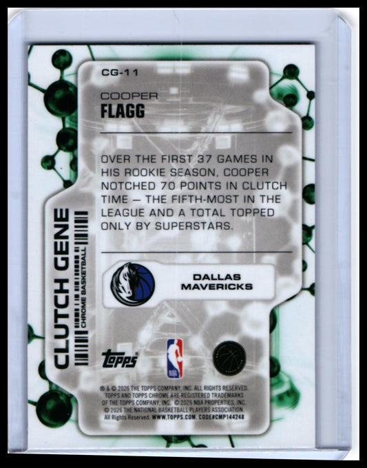 2025-26 Topps Chrome Clutch Gene Cooper Flagg RC #CG-11 Dallas Mavericks — back