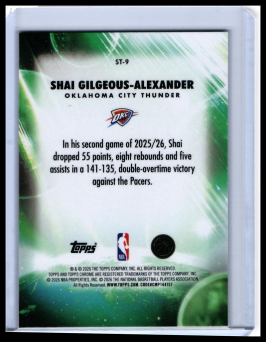 2025-26 Topps Chrome Stratospheric Stars Shai Gilgeous-Alexander #ST-9 Thunder — back