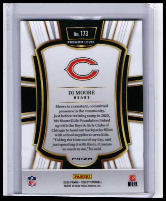 2025 Panini Select DJ Moore #173 Premier Level Chicago Bears — back