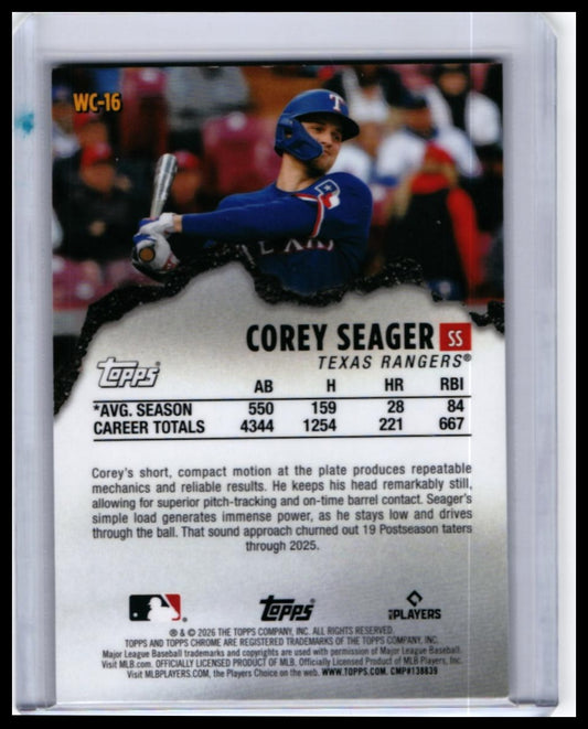 2025 Topps Chrome Wrecking Crew Corey Seager #WC-16 Texas Rangers — back