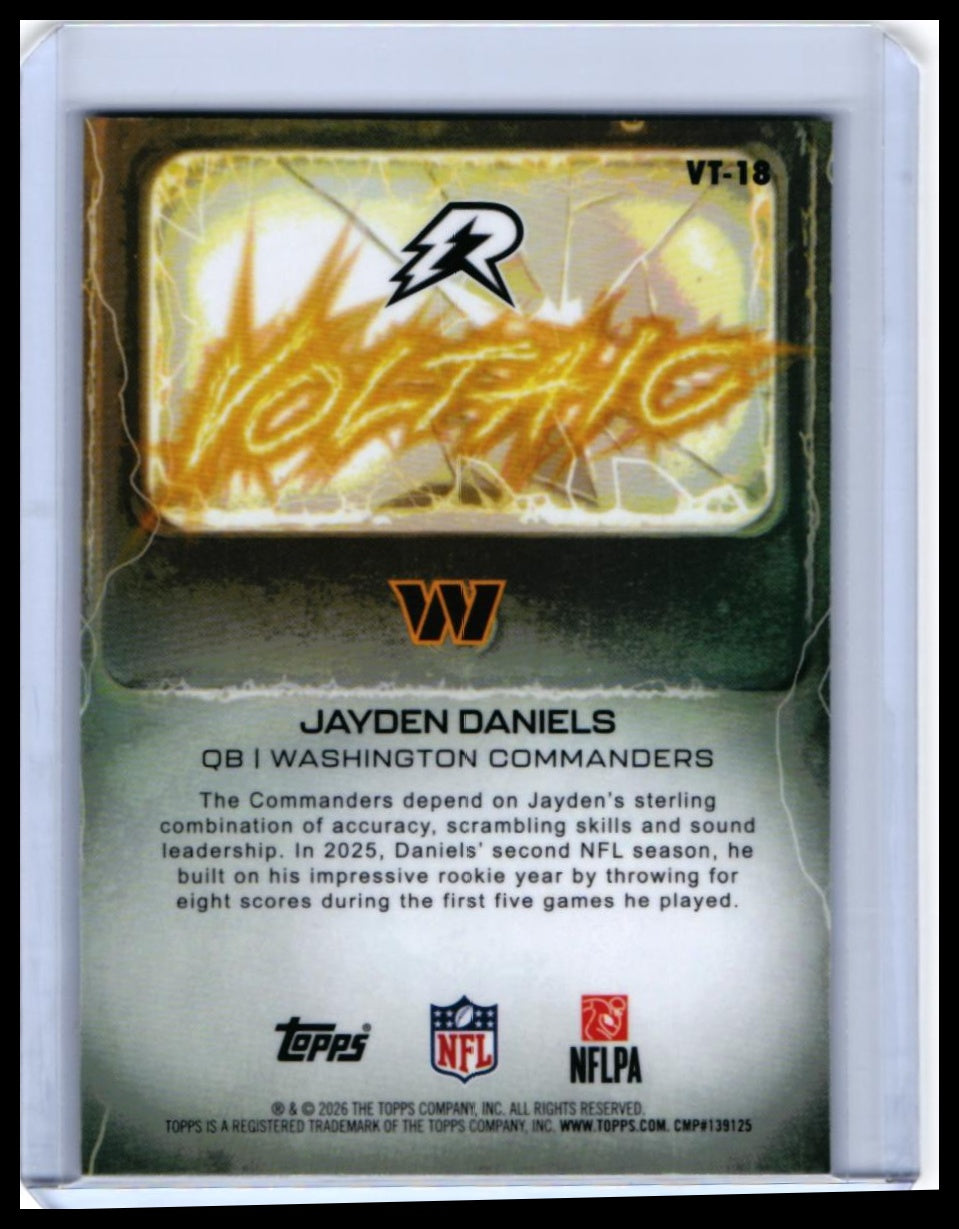 2025 Topps Ridge Voltaic Jayden Daniels #VT-18 Washington Commanders QB — back