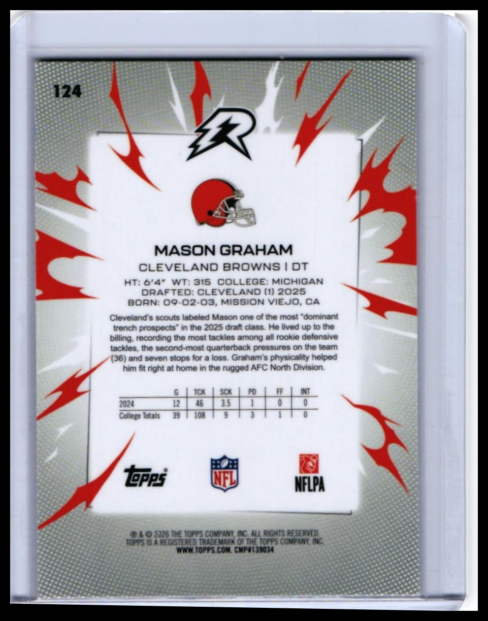 2025 Topps Riot Mason Graham RC #124 Cleveland Browns Rookie — back