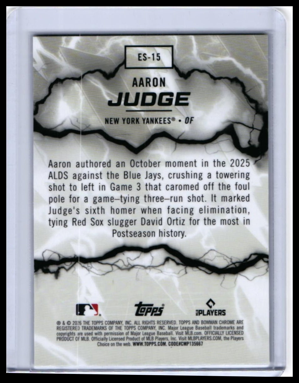 2026 Bowman Chrome Electric Sluggers Aaron Judge #ES-15 New York Yankees — back