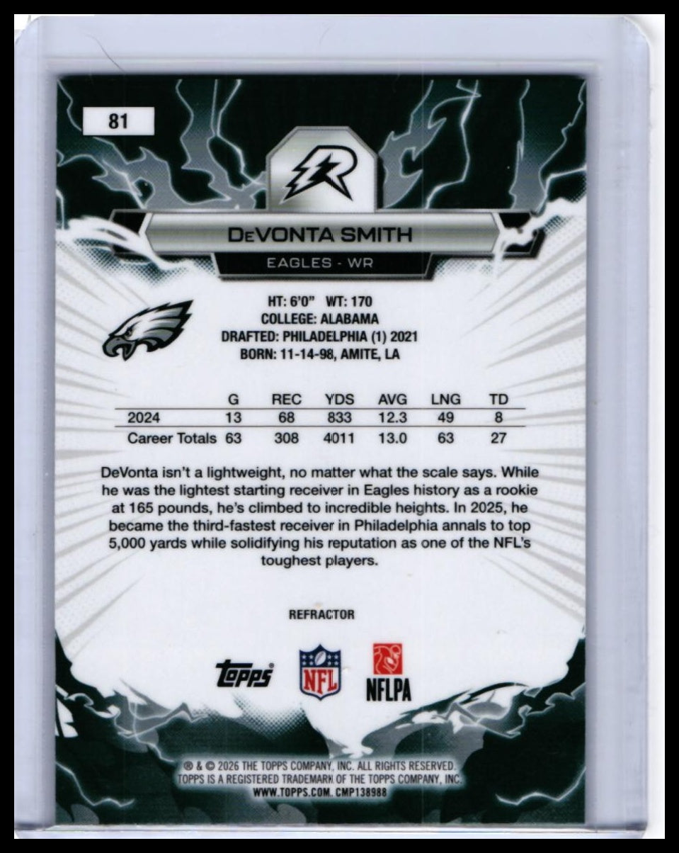 2026 Topps Reserve DeVonta Smith #81 Refractor Philadelphia Eagles — back