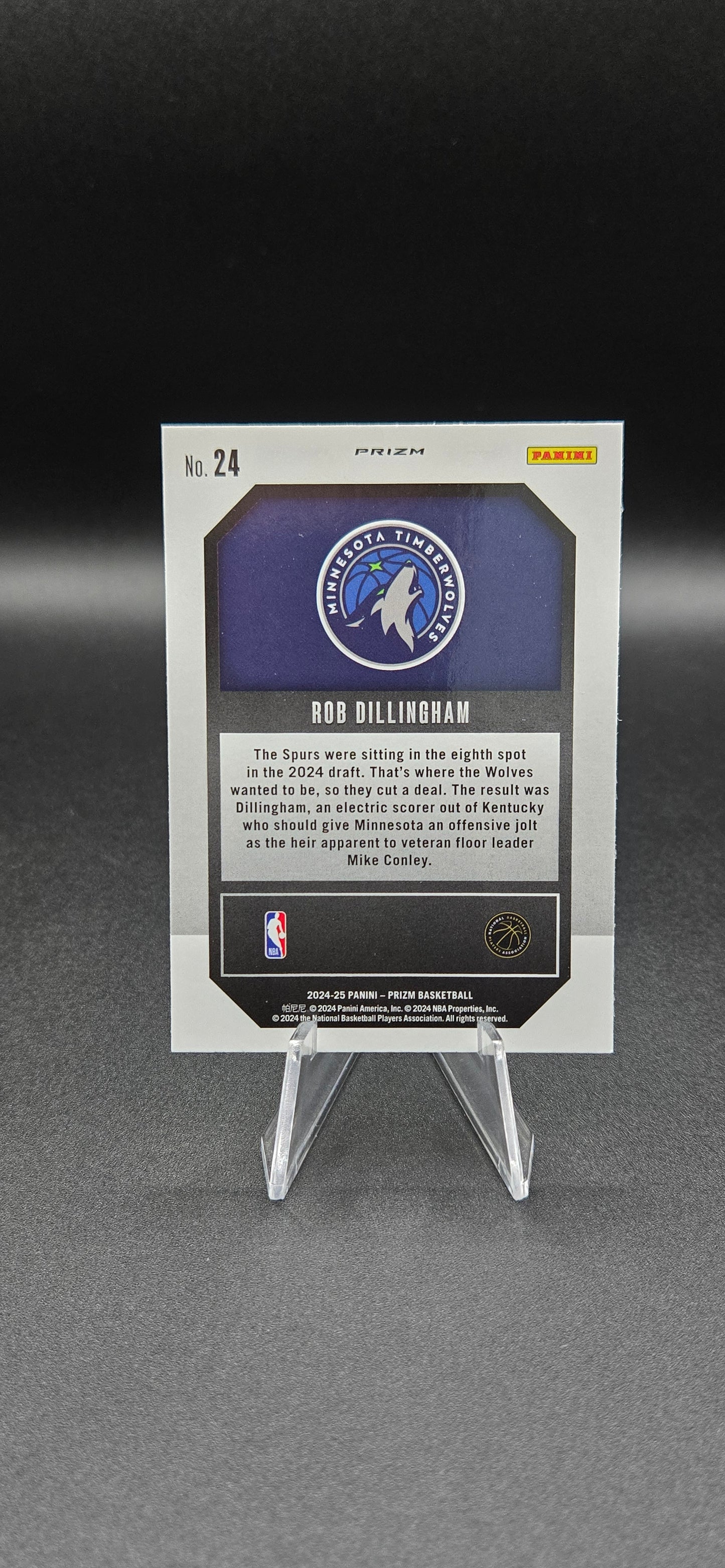 Rob Dillingham RC 2024-25 Panini Prizm Emergent #24 Silver Prizm – Minnesota Timberwolves Rookie