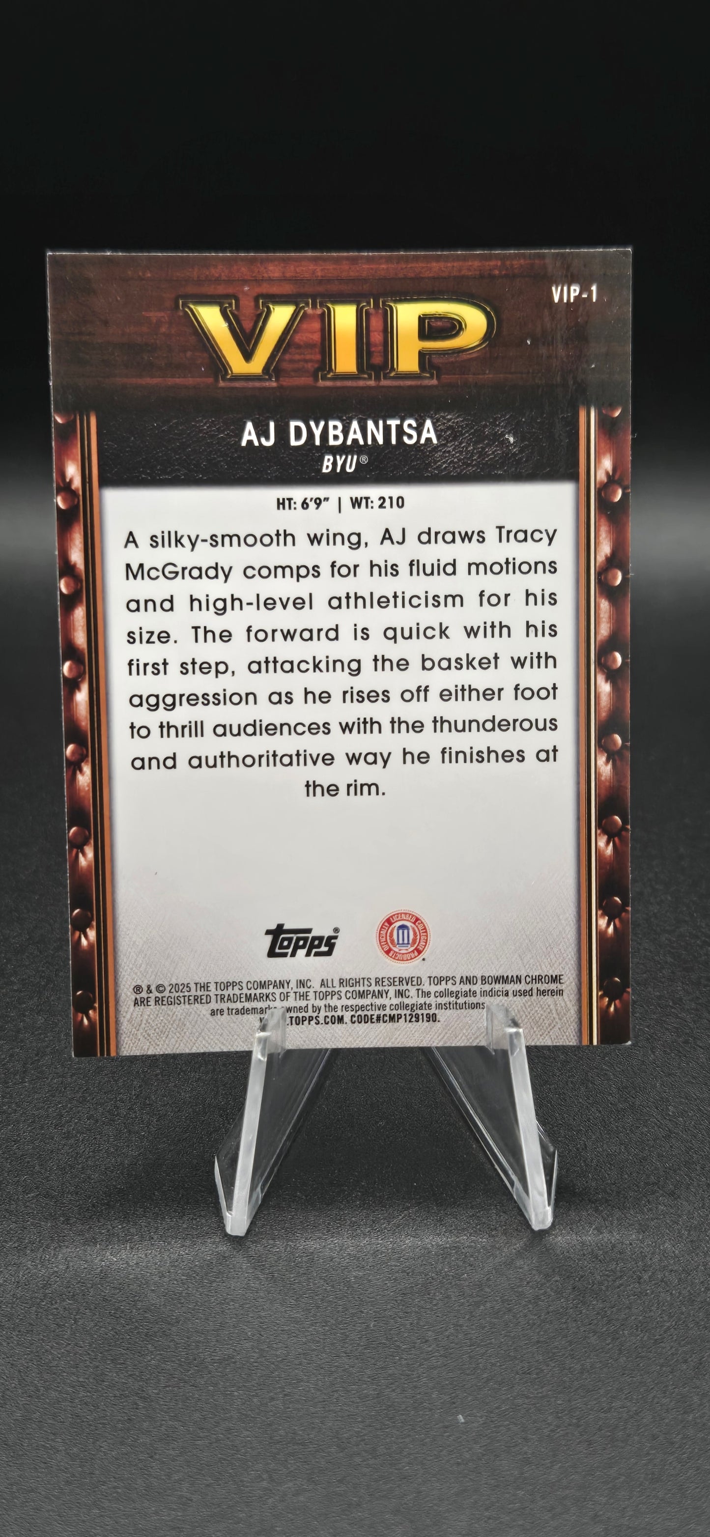 AJ Dybantsa 2025-26 Bowman Chrome U VIP Very Important Prospects #VIP-1 BYU RC