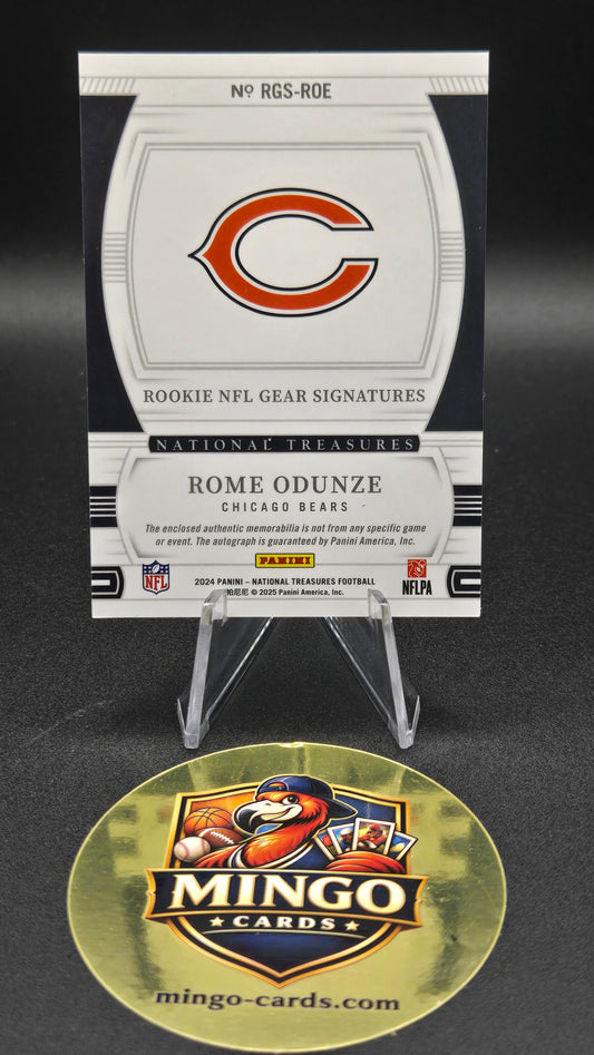 2024 Panini National Treasures Rome Odunze RC Dual Patch Auto Holo Silver 6/25