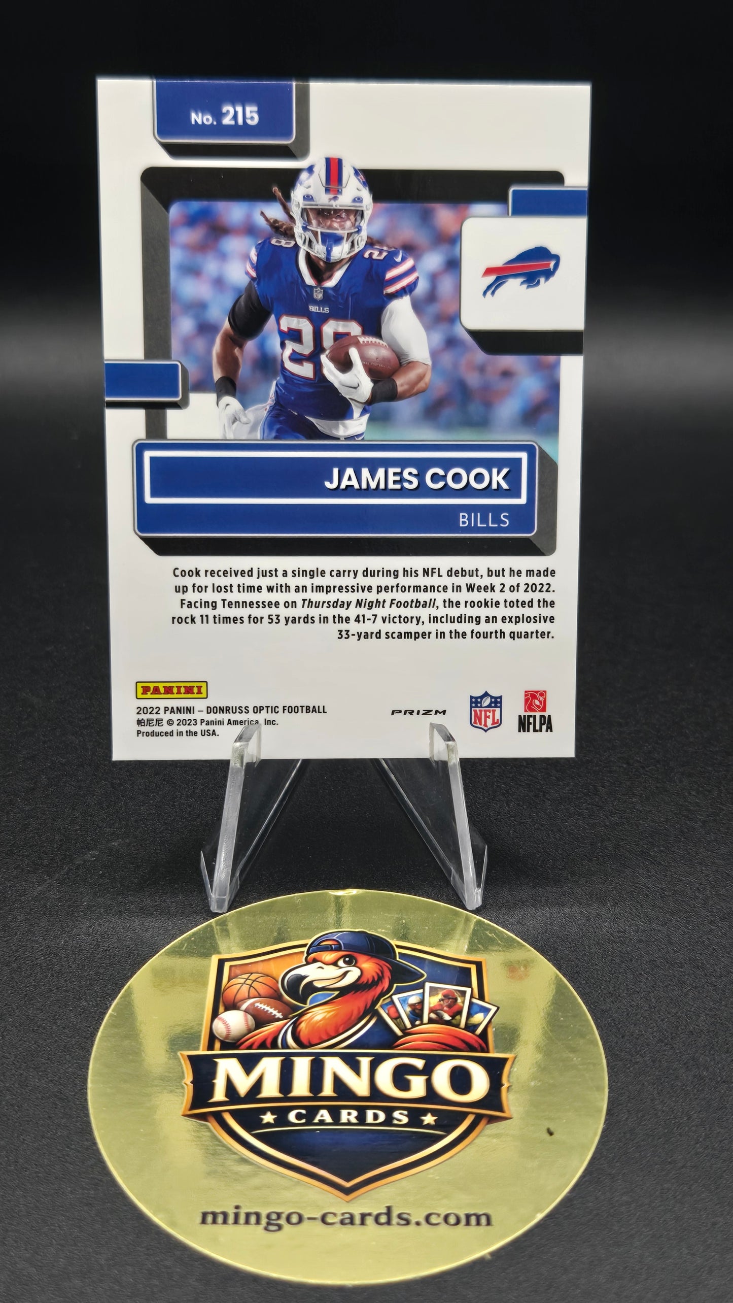 2022 Panini Donruss Optic James Cook #215 Holo Rated Rookie RC Buffalo Bills