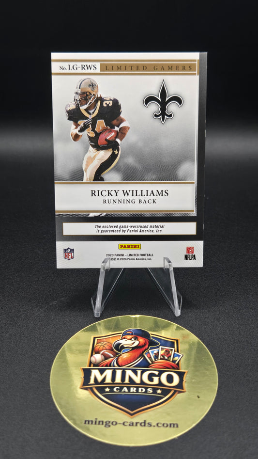 2023 Panini Limited Ricky Williams Limited Gamers Game-Worn Patch LG-RWS /75