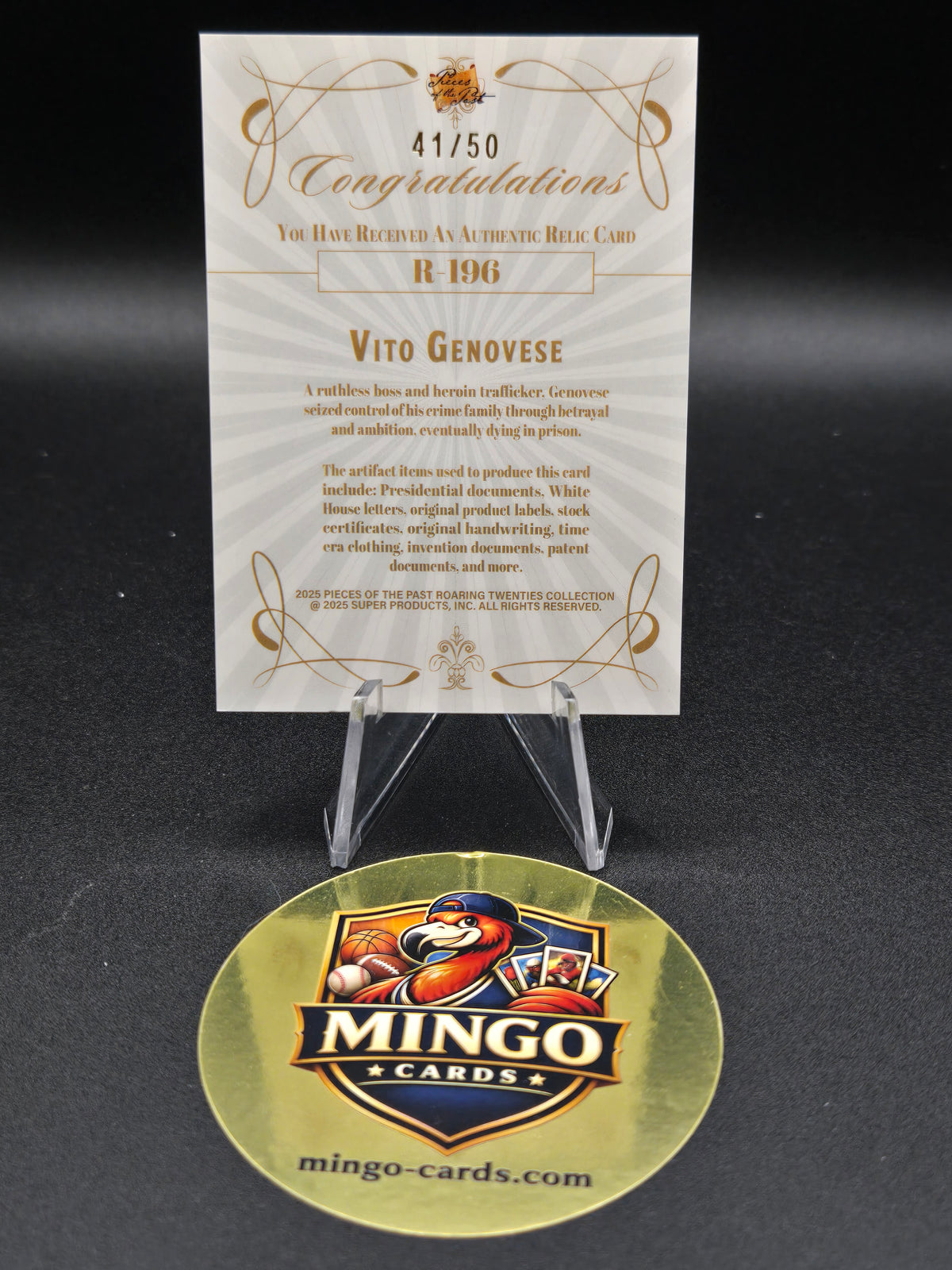 2025 Pieces of the Past Vito Genovese R-196 Blue Relic Silhouette 41/50 Mobsters
