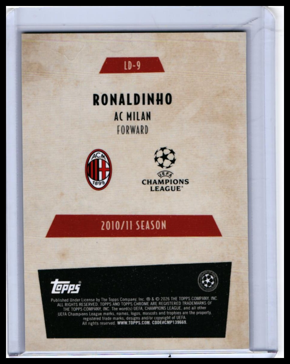 2010-11 Topps Chrome UEFA Champions League Ronaldinho AC Milan #LD-9 Refractor — back