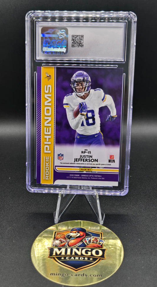 2020 Donruss Optic Rookie Phenoms Jersey Justin Jefferson RC #RP-13 Blue Hyper CGC 9 — back