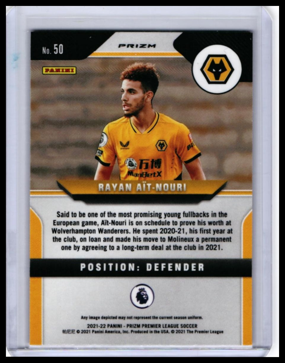 2021-22 Panini Prizm Premier League Soccer Rayan Aït-Nouri #50 Wolverhampton Wanderers — back