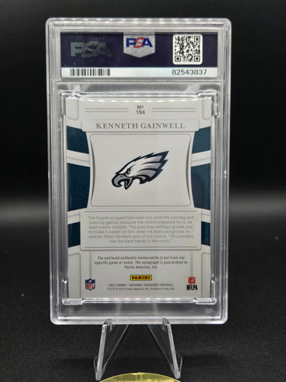 2021 National Treasures Kenneth Gainwell RC Patch Auto #194 Stars & Stripes Blue /10 PSA 9 — back