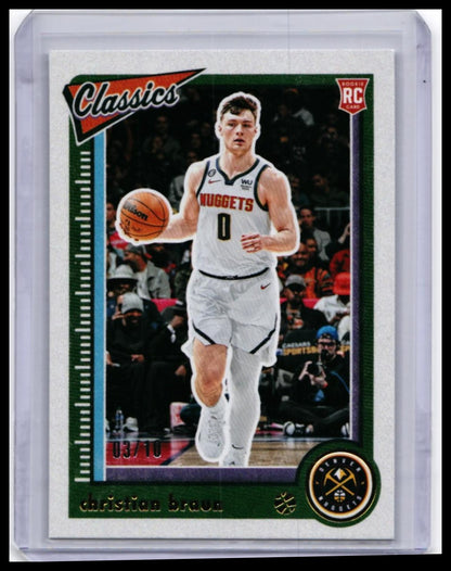 2022-23 Panini Chronicles Classics Christian Braun RC #640 Green /10 Nuggets — front
