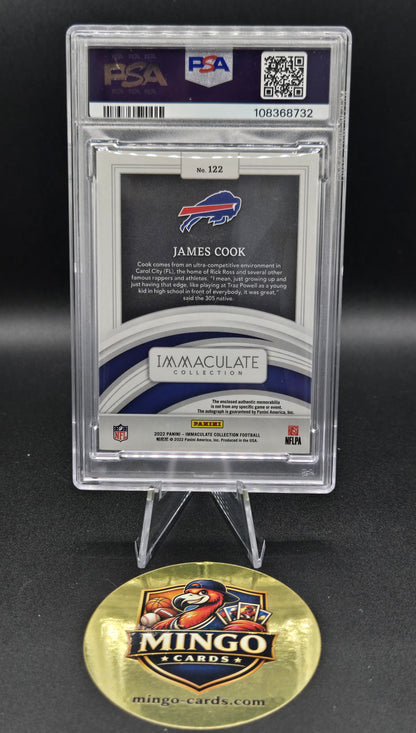 2022 Panini Immaculate James Cook RPA Rookie Patch Auto Gold #122 06/25 PSA 9 — back