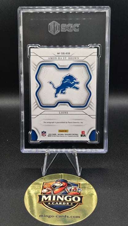 2022 Panini National Treasures Amon-Ra St. Brown Auto Gold /49 SIG-ASB SGC 9 — back