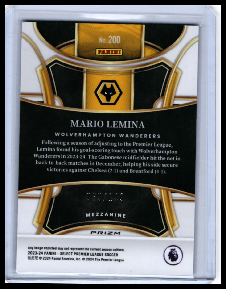 2023-24 Panini Select Mario Lemina #200 Mezzanine Prizm /149 Wolves — back