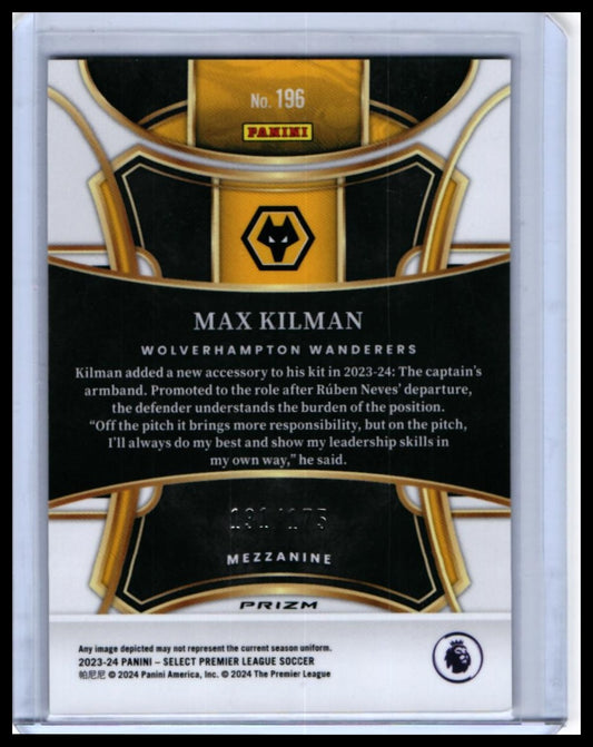 2023-24 Panini Select Max Kilman Mezzanine Prizm #196 Wolves /175 — back
