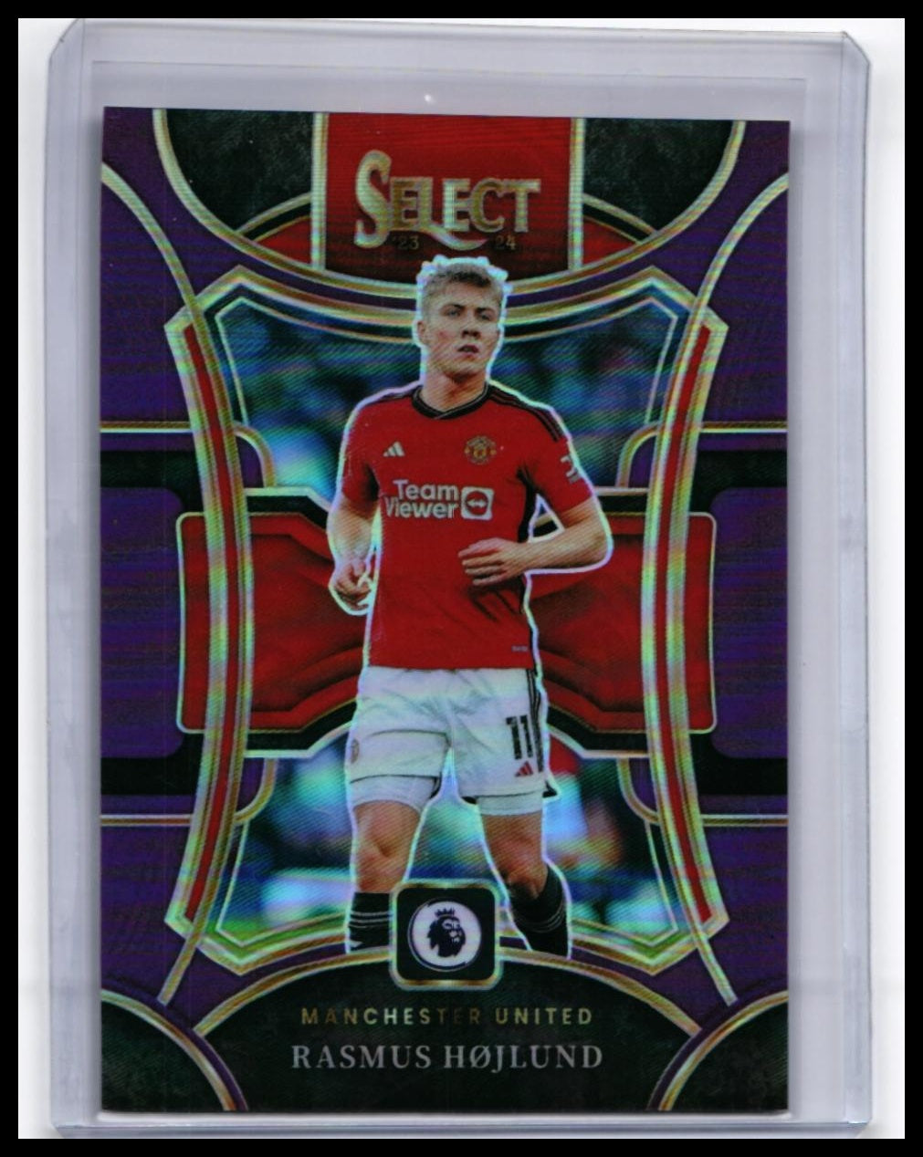 2023-24 Panini Select Premier League Rasmus Højlund #168 Prizm Manchester United — front