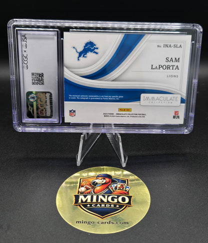 2023 Panini Immaculate Sam LaPorta RPA RC Patch Auto #INA-SLA /18 Emerald CGC — back