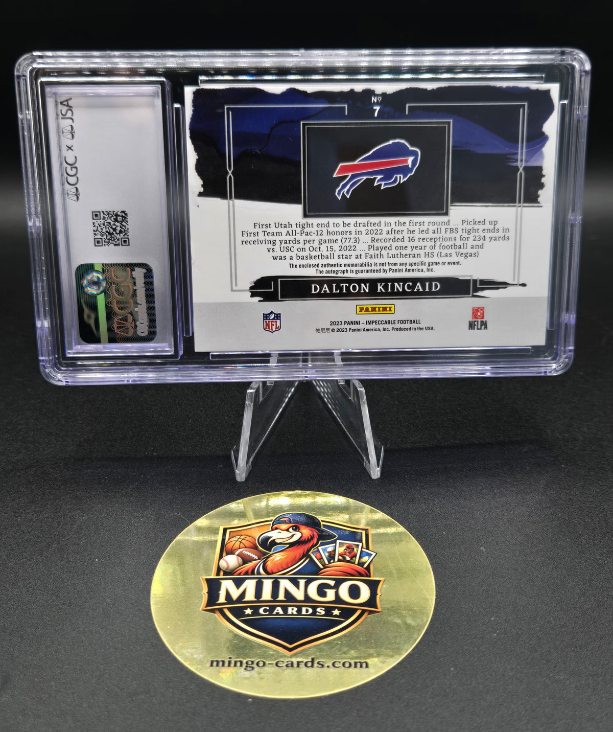 2023 Panini Impeccable Elegance Dalton Kincaid RC Auto Helmet/Patch #7 /25 CGC — back