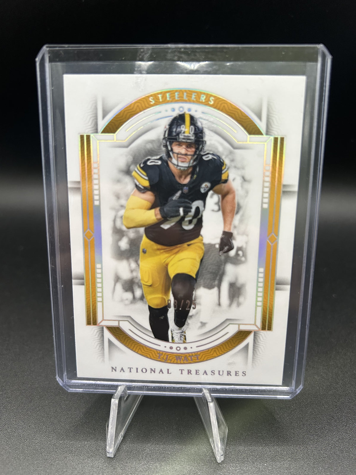 2023 Panini National Treasures T.J. Watt #87 Gold Parallel /25 Steelers — front