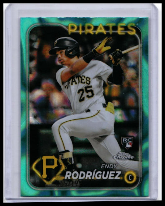 2023 Topps Chrome Endy Rodriguez RC #296 Green Refractor Pirates — front