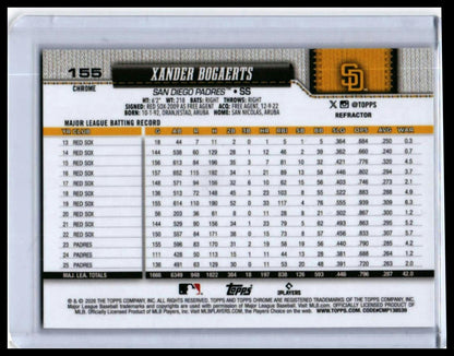 2023 Topps Chrome Xander Bogaerts #155 Refractor San Diego Padres — back