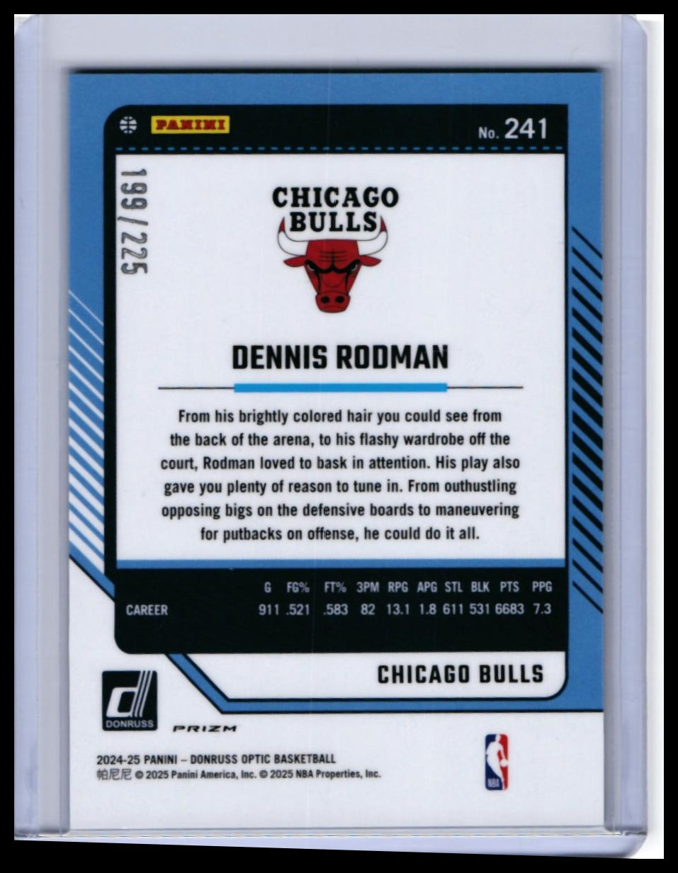 2024-25 Donruss Optic Legends Dennis Rodman #241 Blue Prizm /225 Bulls — back