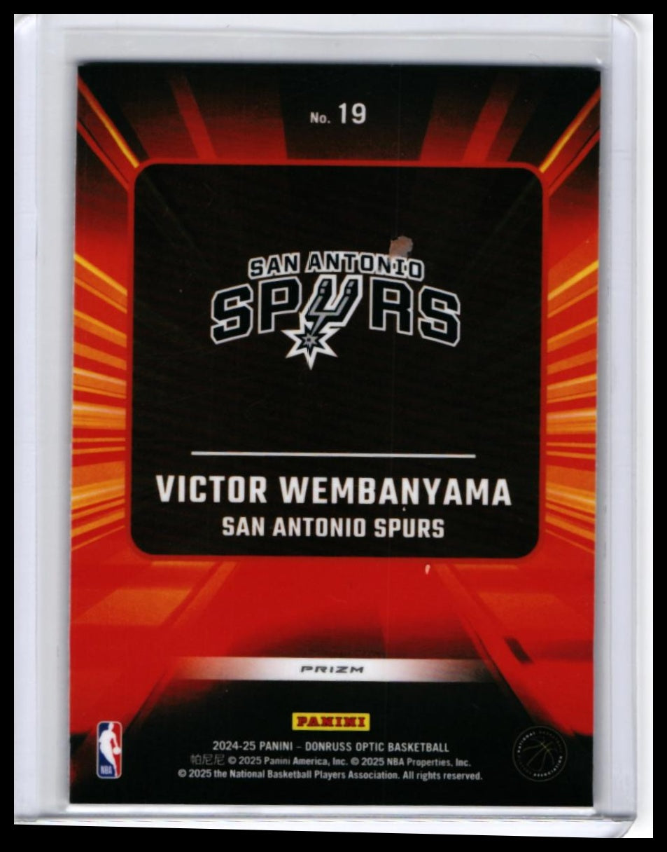 2024-25 Donruss Optic Victor Wembanyama Express Lane #19 San Antonio Spurs — back