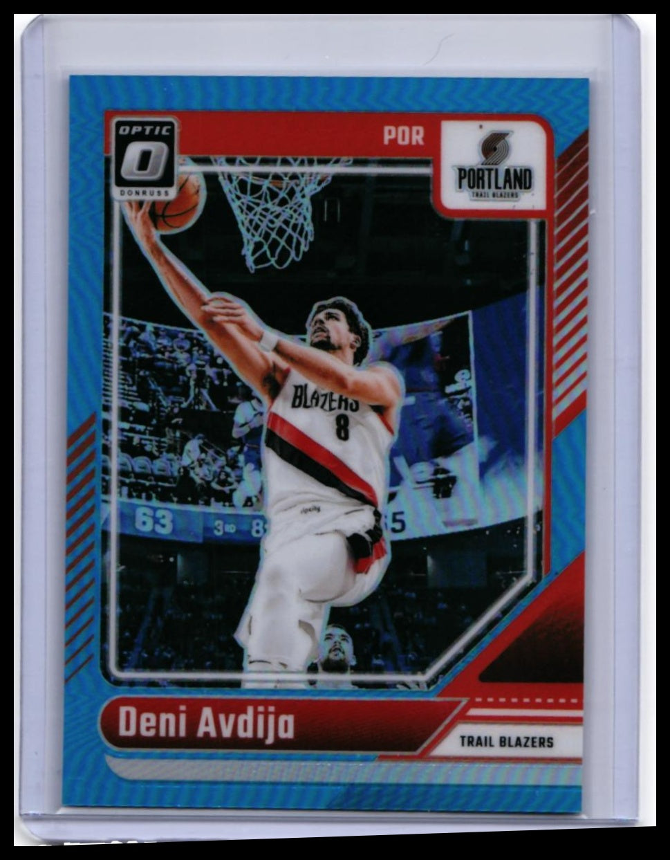 2024-25 Panini Donruss Optic Deni Avdija Blue Prizm #27 /225 Trail Blazers — front