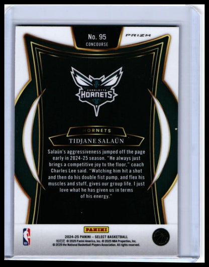 2024-25 Panini Select Tidjane Salaün RC #95 Concourse Red Parallel Hornets — back
