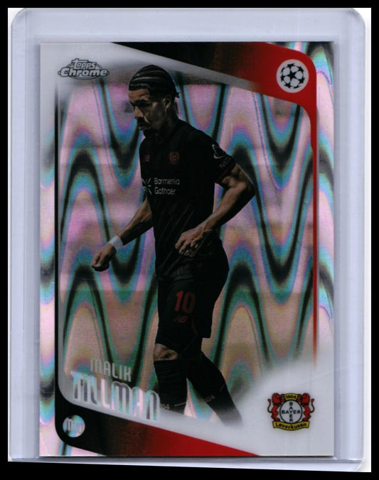 2024-25 Topps Chrome UEFA Champions League Malik Tillman #24 Bayer Leverkusen Refractor — front
