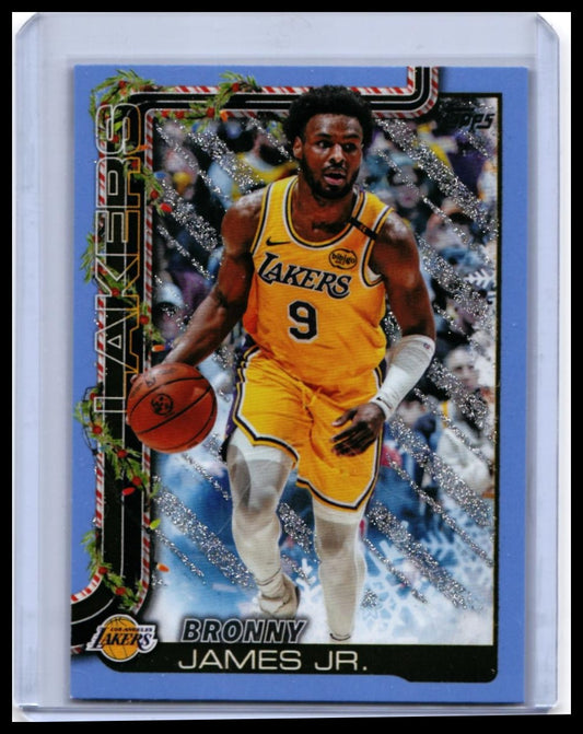 2024-25 Topps Holiday Bronny James Jr. RC #H121 Blue Parallel Lakers — front