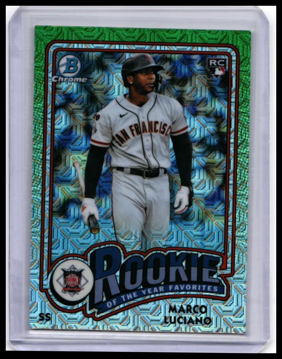 2024 Bowman Chrome Marco Luciano RC #ROY-11 Green Mojo Rookie of the Year Favorites — front
