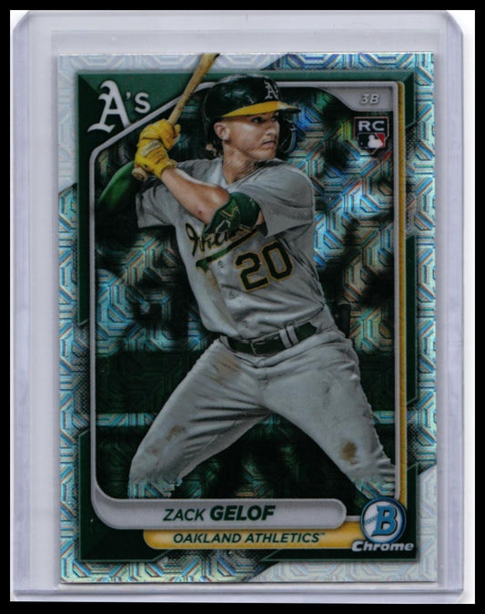 2024 Bowman Chrome Zack Gelof RC #14 Mojo Refractor Oakland Athletics — front