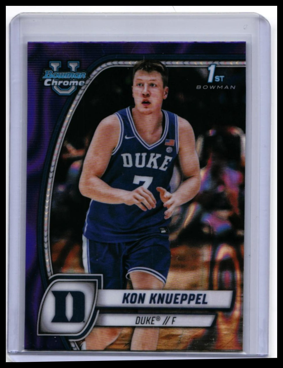 2024 Bowman University Chrome Kon Knueppel #48 Purple Refractor RC Duke — front